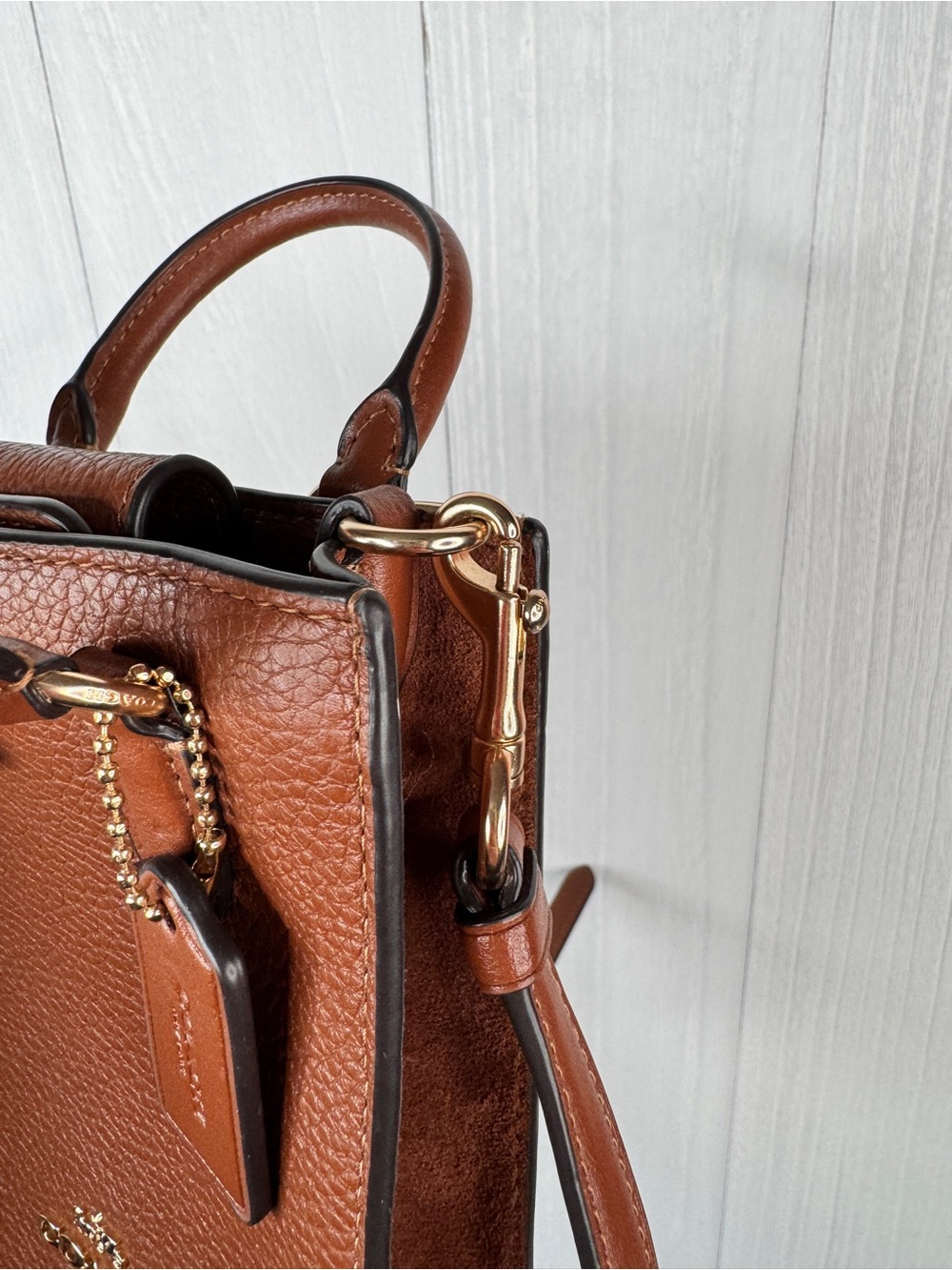 Coach Brown Leather Mini Tote Crossbody - Picture 9 of 12